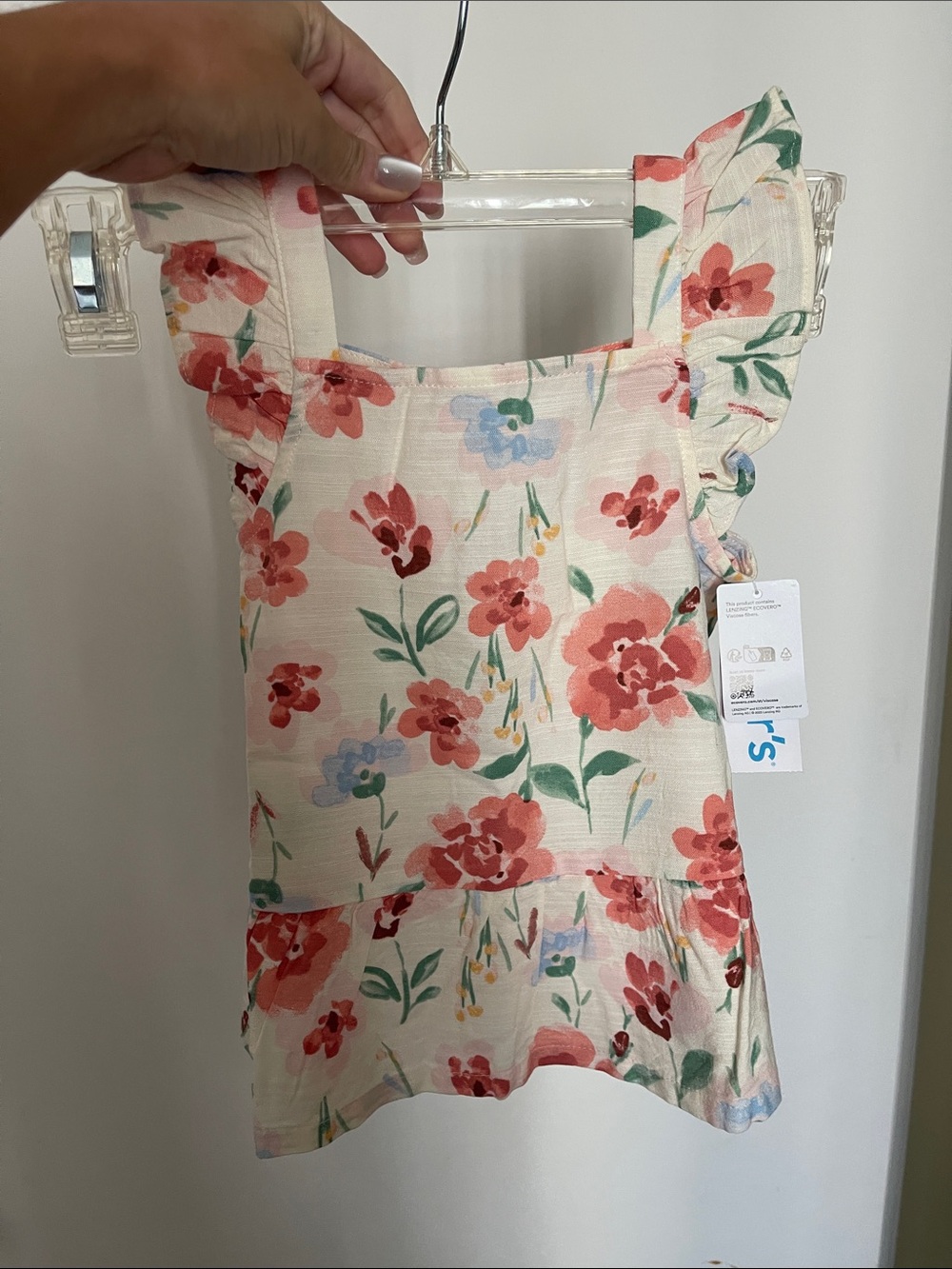 Carter's Cream Tank Top with Coral Floral Print